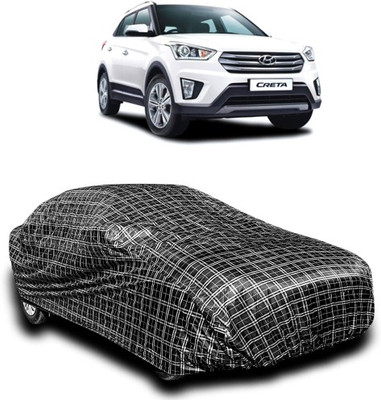 APNEK Car Cover For Hyundai Creta (With Mirror Pockets)(Silver, Black)
