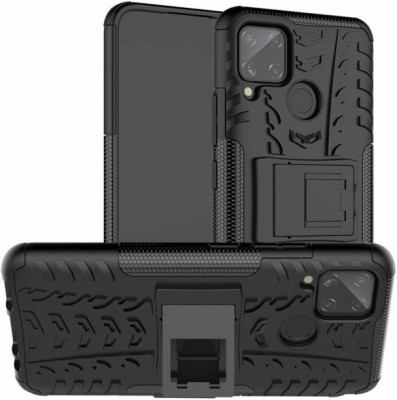 Sciforce Back Cover for OPPO A15, OPPO A15 PC Dual Layer with Stand Back Cover(Black, Pack of: 1)