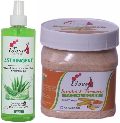 I TOUCH HERBAL SANDAL AND TURMERIC SCRUB 500 ML AND ASTRINGENT 500 ML (PACK OF 2 X )(2 Items in the set)