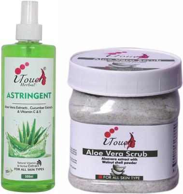 I TOUCH HERBAL ALOEVERA SCRUB 500 ML AND ASTRINGENT 500 ML (PACK OF 2 X )(2 Items in the set)