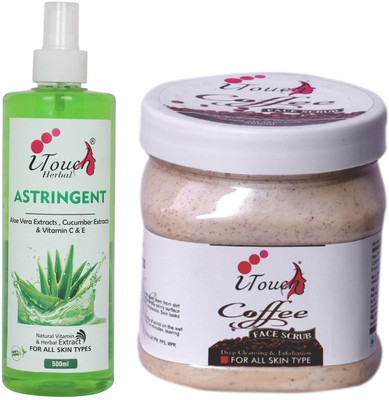 I TOUCH HERBAL COFFEE SCRUB 500 ML AND ASTRINGENT 500 ML (PACK OF 2 X )(2 Items in the set)