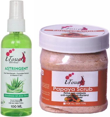I TOUCH HERBAL PAPAYA SCRUB 500 ML AND ASTRINGENT 100 ML (PACK OF 2 )(2 Items in the set)