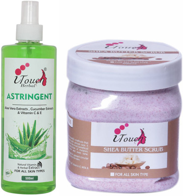 I TOUCH HERBAL SHEA BUTTER SCRUB 500 ML AND ASTRINGENT 500 ML (PACK OF 2 X )(2 Items in the set)