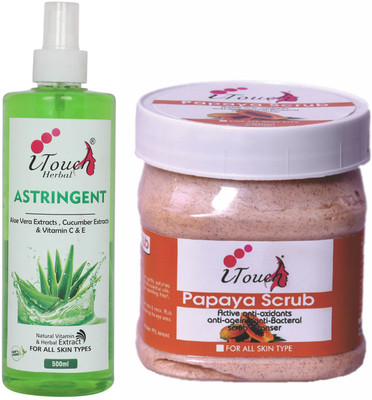 I TOUCH HERBAL PAPAYA SCRUB 500 ML AND ASTRINGENT 500 ML (PACK OF 2 X )(2 Items in the set)