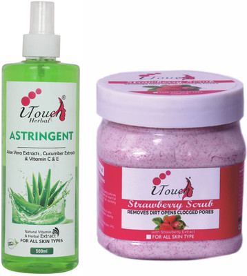 I TOUCH HERBAL STRAWBERRY SCRUB 500 ML AND ASTRINGENT 500 ML (PACK OF 2 X 500 ML )(2 Items in the set)