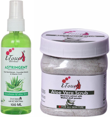 I TOUCH HERBAL ALOE VERA SCRUB 500 ML AND ASTRINGENT 100 ML (PACK OF 2 )(2 Items in the set)