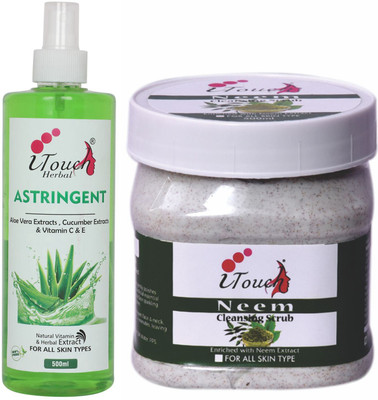 I TOUCH HERBAL NEEM SCRUB 500 ML AND ASTRINGENT 500 ML (PACK OF 2 X )(2 Items in the set)