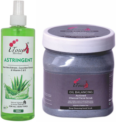 I TOUCH HERBAL CHARCOAL SCRUB 500 ML AND ASTRINGENT 500 ML (PACK OF 2 X )(2 Items in the set)