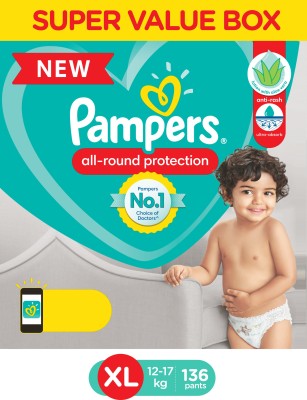 Pampers Diaper Pants Super Value Box Pack with Aloe Vera Lotion - XL  (136 Pieces)