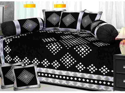 Shivkirpa Velvet Abstract Diwan Set(Black)