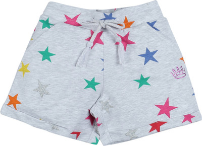 Plum Tree Short For Girls Casual Printed Pure Cotton(Grey, Pack of 1)