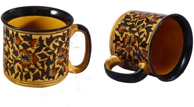 caffeine Handmade Brown Sehra Ceramic Coffee Mug(500 ml, Pack of 2)