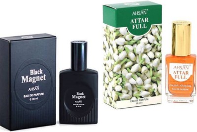 Ahsan ATTAR FULL PERFUME 30 ML + BLACK MAGNET PERFU ME Eau de Parfum - 30 ml (Pack of 2) Eau de Parfum - 60 ml (For Men & Women) Eau de Parfum  -  60 ml(For Men & Women)