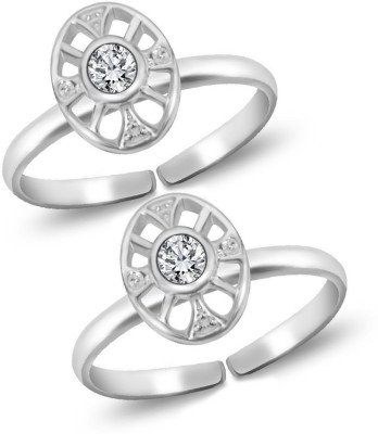 Parnika White CZ Designer Pure 92.5 Sterling Silver Cubic Zirconia Toe Ring