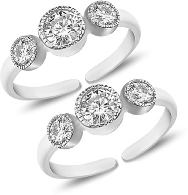 Parnika Elegant White CZ Pure 92.5 Sterling Silver Cubic Zirconia Toe Ring