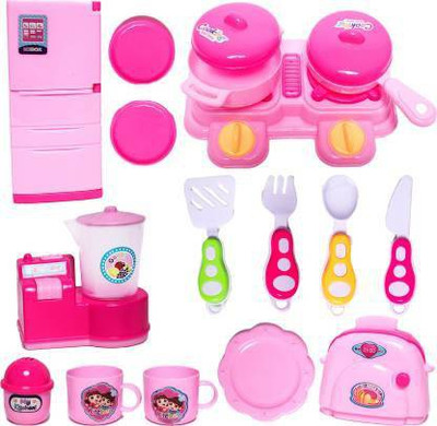Mickleys Little Chef's Cookware Pretend Play Kitchen Set Learning Toy with Accessories For Kids (16 Pcs)