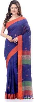 Desh Bidesh Self Design Handloom Handloom Pure Cotton Saree(Blue)