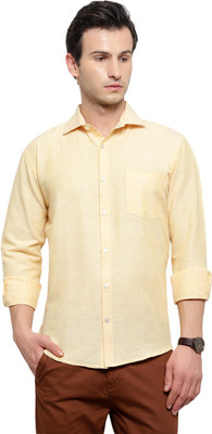 Latest Chikan Men Solid Formal Yellow Shirt