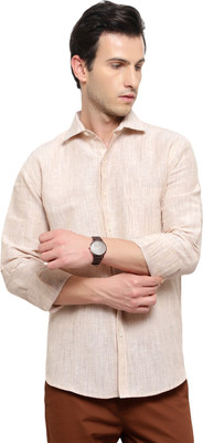 Latest Plus Men Self Design Casual Beige Shirt