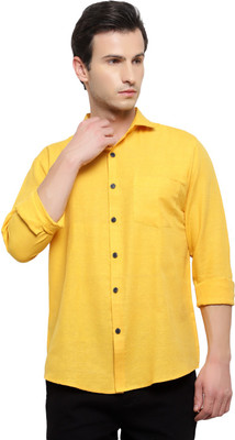 Latest Plus Men Solid Casual Yellow Shirt