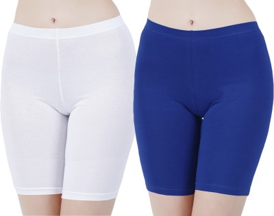 Buy That Trendz Solid Women White, Blue Compression Shorts