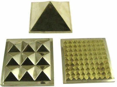 White Aura Vastu Store Brass Pyramid Vastu Set 1inch Vastu Shastra Products and Remedies for Dosh Nivaran (Set of 3) Decorative Showpiece  -  2.54 cm(Brass, Gold)