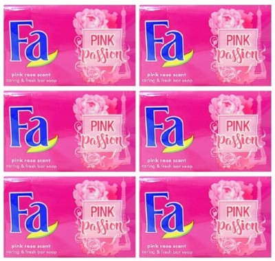 FA PINK PASSION PINK ROSE SCENT CARING & FRESH BAR SOAP Imported 175g each (1050 g, Pack of 6) (6 x 175 g)(6 x 175 g)