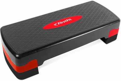 FirstFit Exercise Step Platform Aerobic Stepper Fitness Workout Deck with Adjustable Height Stepper(Red, Black)