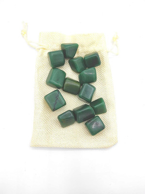 Plus Value Natural Green Jade Pebbles Tumble 200gm in Jute Bag Regular Asymmetrical Crystal Pebbles(Green 200 g)