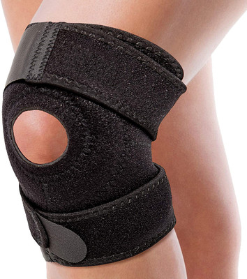 Leosportz Indian neoprene fabric Knee Cap Knee Support (Free Size, Black) Knee Support(Black)