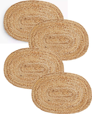pepme Oval Pack of 4 Table Placemat(Beige, Jute)