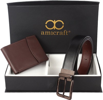 Amicraft Wallet & Belt Combo(Black, Brown)