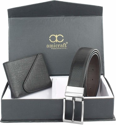 Amicraft Wallet & Belt Combo(Black, Black)