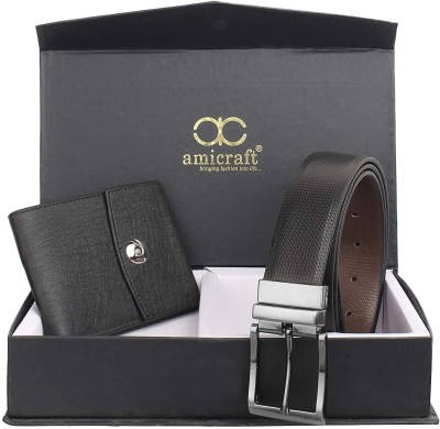 Amicraft Wallet & Belt Combo(Black, Black)