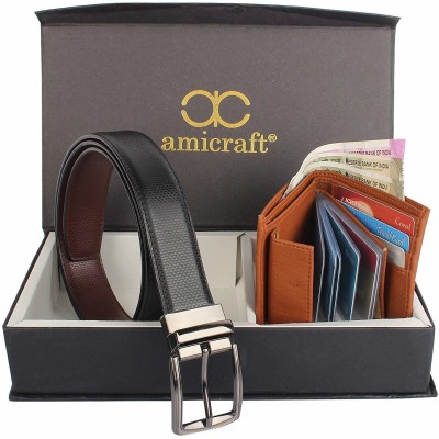 Amicraft Wallet & Belt Combo(Brown, Tan)