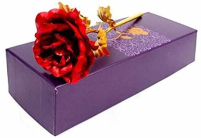 ANSHKIT Valentine flower golden with red flower gift For girlfriend, Boyfriend , wife , husband or someone. special by giving golden red rose as Gift Gold, Red Rose Artificial Flower(9 inch, Pack of 1, Single Flower)