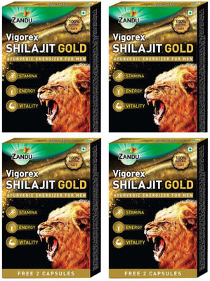 ZANDU Vigorex Shilajit Gold for Stamina and Energy (Pack of 4)(Pack of 4, 48 Capsules)