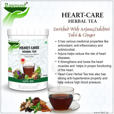 Rawmest Ayurvedic Arjuna Heart Care Tea (Arjuna bark,Ginger,Cinnamon,Tulsi) Healthy Heart Herbal Tea Herbs Herbal Tea Plastic Bottle(100 g)