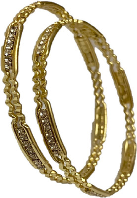 AARTISAI Metal Cubic Zirconia Gold-plated Bangle Set(Pack of 2)