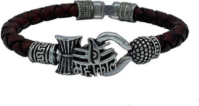 SHRI ASTHA VINAYAK Leather Silver Kada