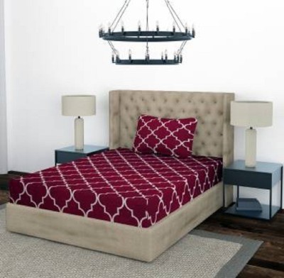 Decent Home 220 TC Microfiber Single Printed Flat Bedsheet(Pack of 1, Maroon)