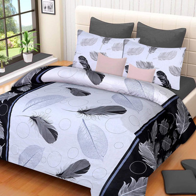Sumit Fab 180 TC Polycotton Double 3D Printed Flat Bedsheet(Pack of 1, Blue)