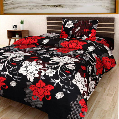 AJM 120 TC Polyester Single Floral Flat Bedsheet(Pack of 1, Multicolor)
