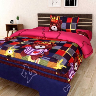 VHD 180 TC Polycotton Single 3D Printed Flat Bedsheet(Pack of 1, Multicolor)