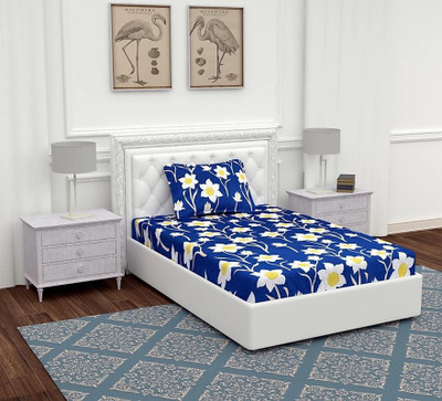 HSR Collection 180 TC Cotton Single Printed Flat Bedsheet(Pack of 1, Multicolor)