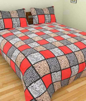 ZIRCONE 160 TC Microfiber Double 3D Printed Flat Bedsheet(Pack of 1, Red)
