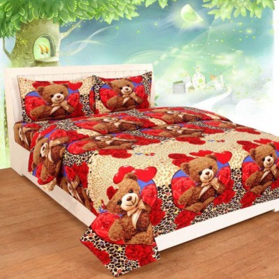 Home Readiness 130 TC Polycotton Double Cartoon Flat Bedsheet(Pack of 1, Brown)