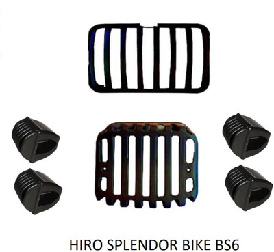 GRILLO bike, Headlight back ,indicator Grill Set of -6 Bike Headlight Grill(Black)