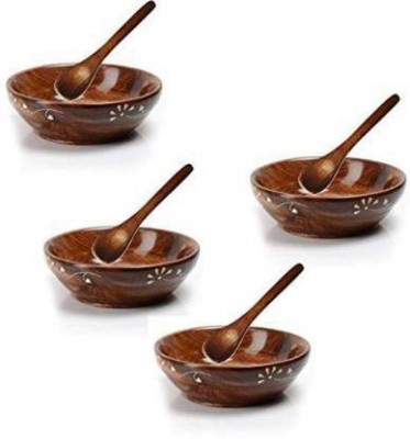 Smarts collection Wooden Soup Bowl Wooden Set of 4 Handcraft Wooden Serving Bowl for Salad Snacks Decorated Tableware Bowls, 4 Spoon(Brown) Wooden Serving Bowl (Brown) Wooden Serving Bowl (Brown, Pack of 4) Wooden Serving Bowl (Brown, Pack of 4)(Pack of 4, Brown)