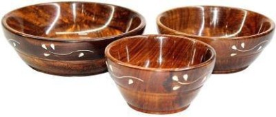 Smarts collection Wooden Soup Bowl Wooden Serving Bowl (Brown, Pack of 3) Wooden Disposable Sauce Bowl (Brown, Pack of 3)(Pack of 3, Brown)